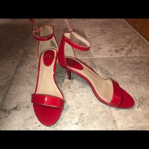 Red high heel shoes